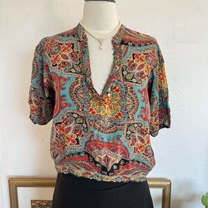Angie Multicolor Paisley Blouse